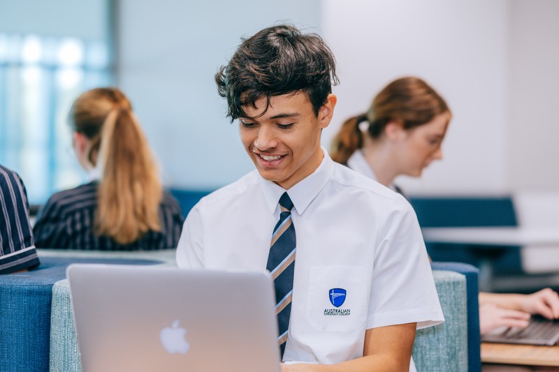 Male secondary student in computer classroom at ACC Benalla